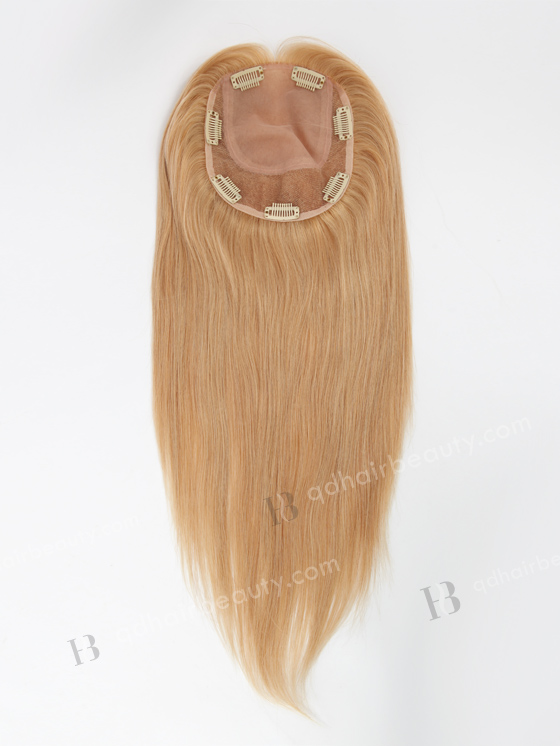 In Stock 5.5"*6.5" European Virgin Hair 16" Straight #22/12 Blended Color Silk Top Hair Topper-131